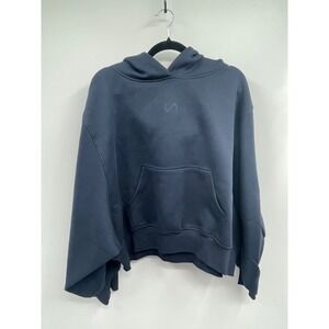 TLF Apparel Scuba Tech Cropped Hoodie Womens Medium Blue Cotton Oversized NWT